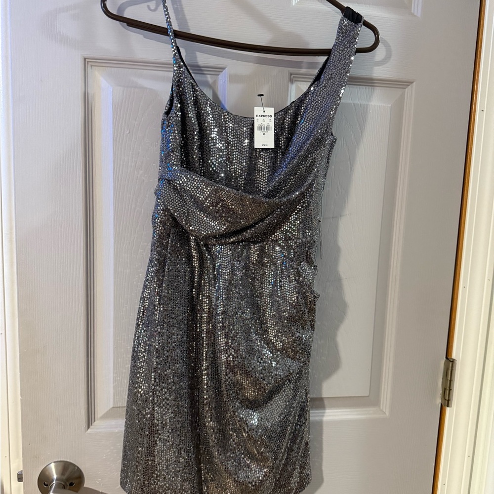 Express Gray Spaghetti Strap Sheath Mini Dress